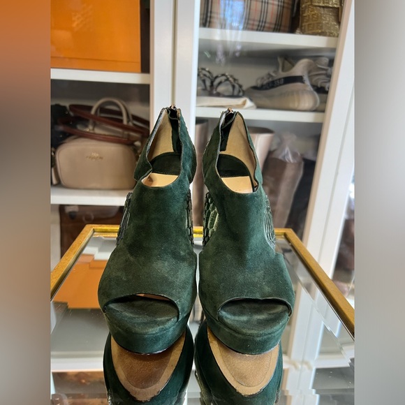 ***SOLD***Green Barneys New York Co-op Peep Toe Booties - Picture 2 of 9